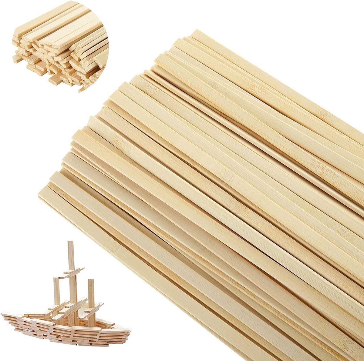 Bamboestokken Knutselen - Houten Strips - Ambachtelijke Projecten - Glad en Stevig - 200 Stuks - Natuurlijk
