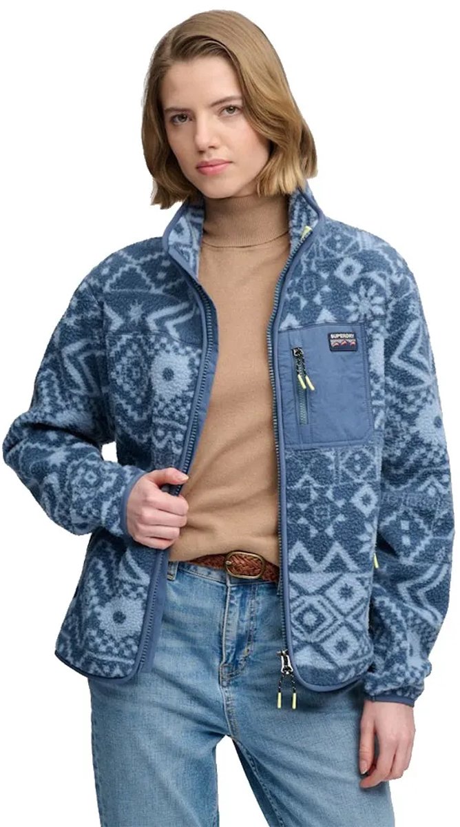 Superdry Outdoor Printed Zip Fleece Dames Hoodies Blauw