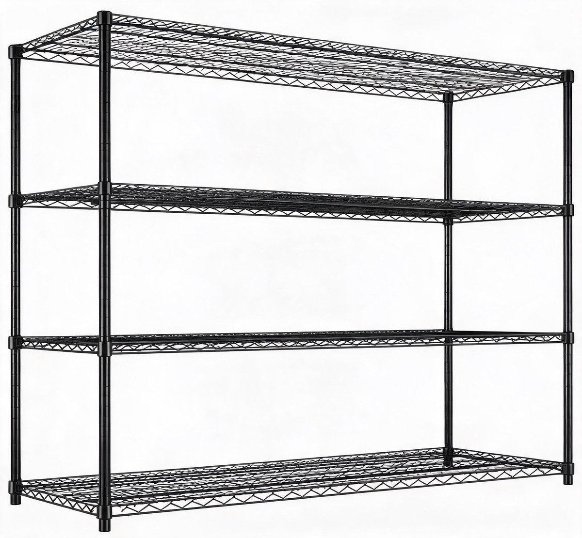 Danky Premium - Zwaar industrieel 4-laags draadrek 59 inch koolstofstaal - verstelbaar stalen opslagrek met V-ribben voor garage magazijn en professionele opslag