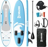 BEROCA SUP Board - avec siège - Planche de paddle gonflable - Set complet - 320x81cm - Max. 160 kg - Bleu et blanc