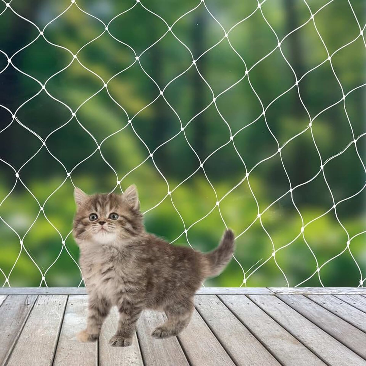 Kattennet voor balkon, 10 x 3 m, versterkt met zeer sterk nylon, zonder boren, kattennet, balkonnet voor katten met bevestigingskoord en accessoires, kattenbeschermingsnet voor balkons en