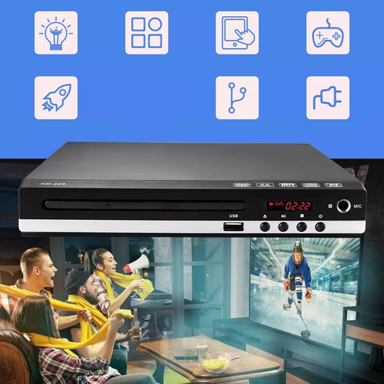 dvd-speler - Uitgerust met HDMI-, USB- en AV-aansluitingen - 1080p - Speelt dvd's, cd's en vcd's af - USB-aansluiting voor het afspelen van films en foto's - High-definition mini-cd - Inclusief afstandsbediening - Zwart van Ruijingsky — afbeelding 3