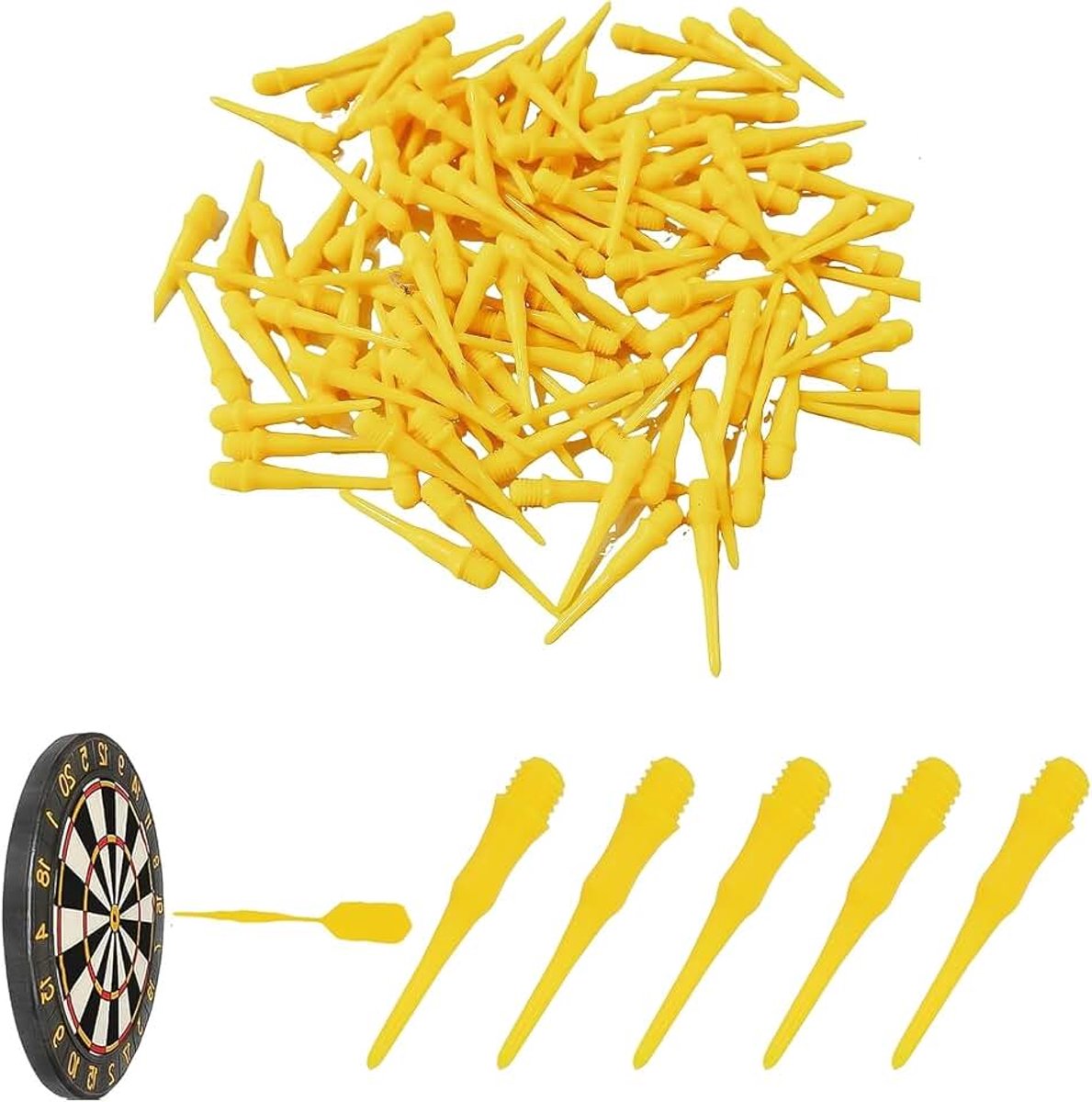 200 stuks zachte dartpunten, 27 mm dartpunten, zacht, 2BA gele dartpijlen, kunststof punt, punten voor professionele wedstrijden en hobby