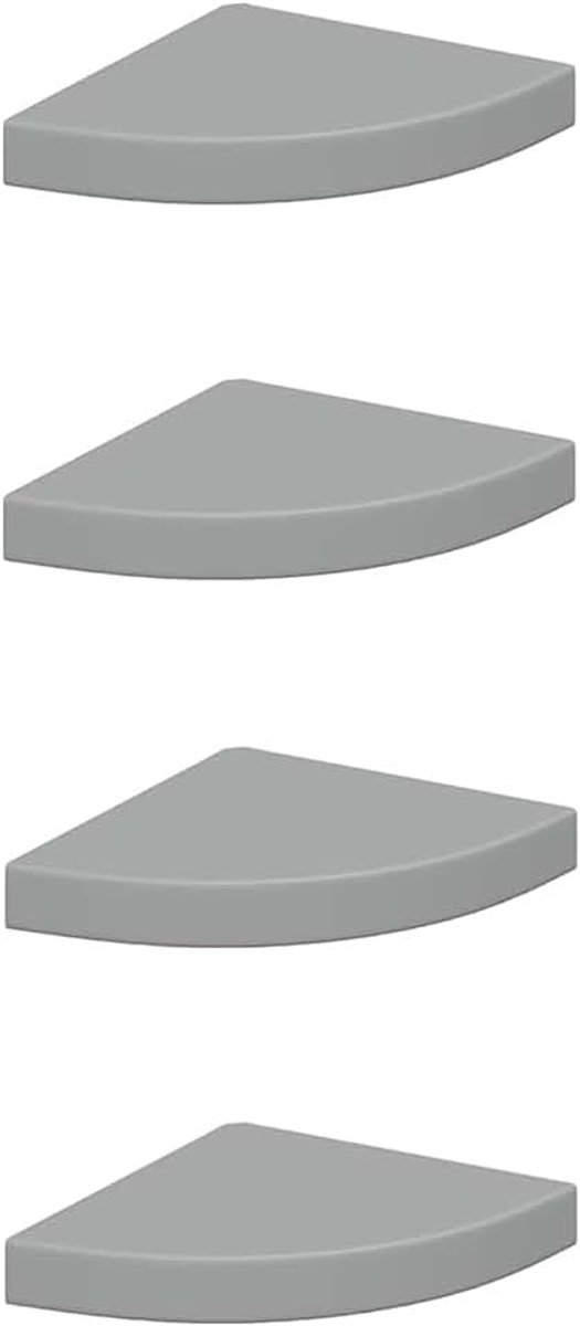 Zwevende planken 4 stuks. Betongrijs 25 x 25 x 3,8 cm MDF, wandrek, zwevend rek, hangrek, hoekplank voor woonkamer, slaapkamer, werkkamer, 326635