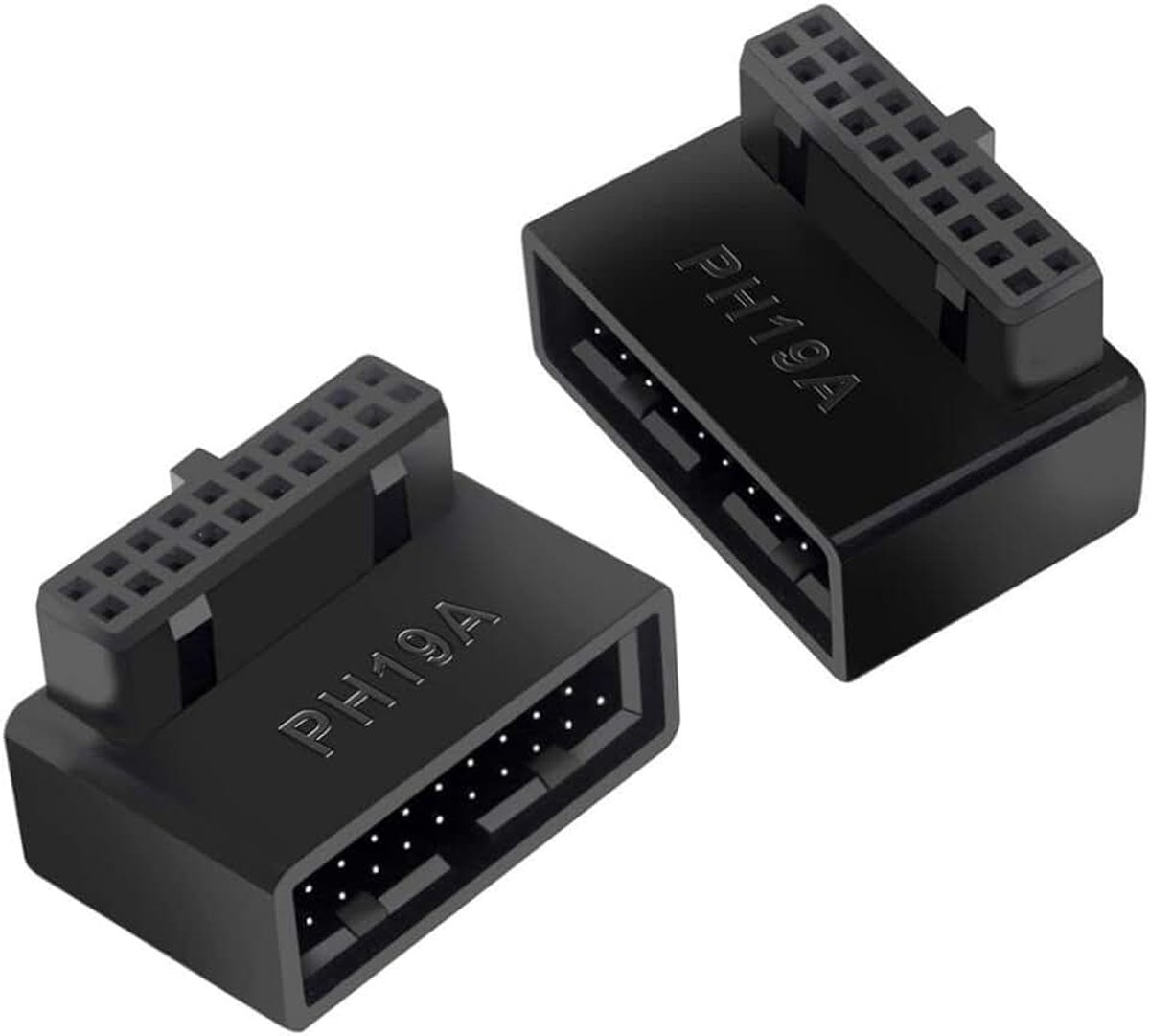 Chenyang 2 Pack USB 3.0 Voorpaneel Header 19/20Pin Mannelijk naar Vrouwelijk 90 Graden Hoek Moederbord Header Geslacht Changer Connector Adapter Overmold Type