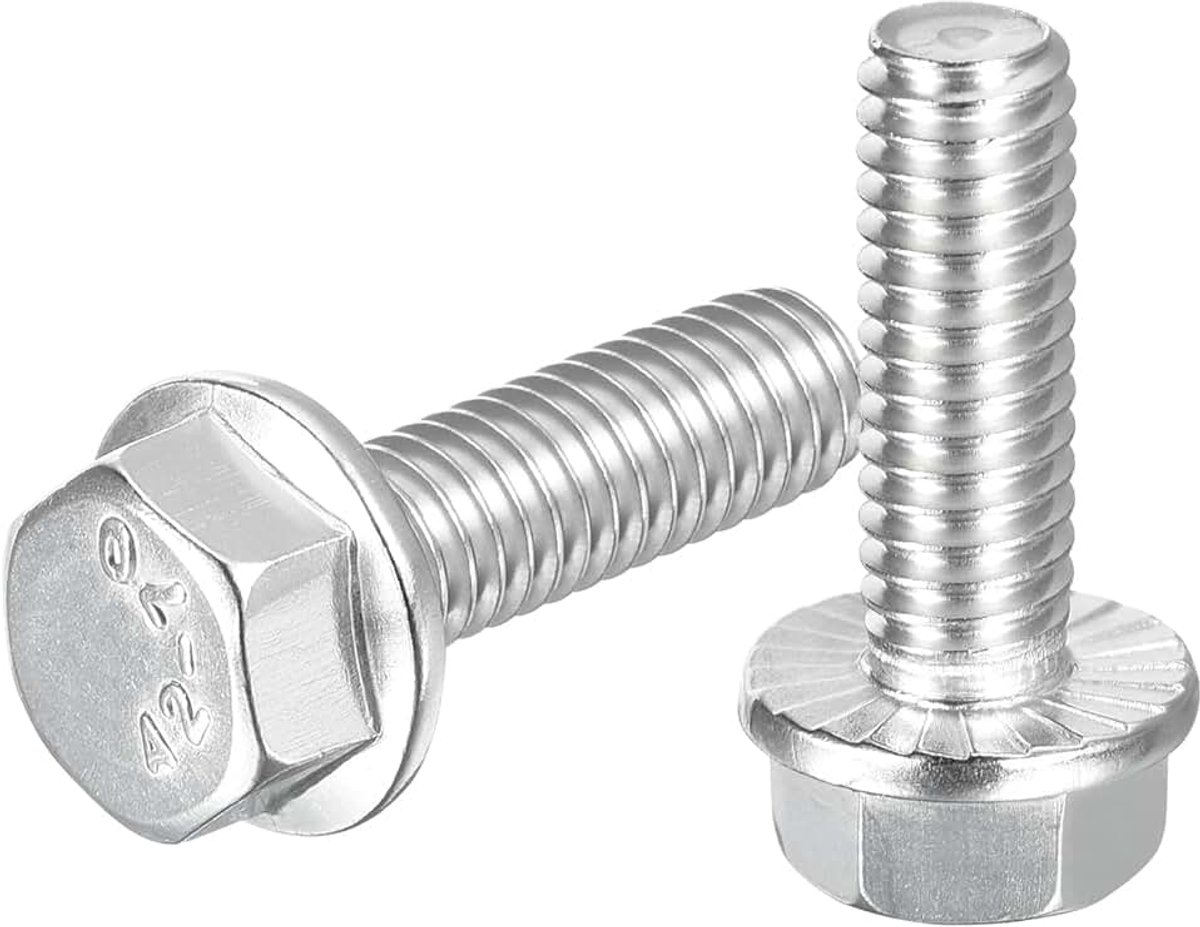 10 stuks 5/16 18 x 1" zeskantschroeven met flenskop, 304 roestvrij stalen zeskantschroeven, zeskantige aandrijfschroeven, klasse 5,8 voor machineindustrie, huishoudelijke apparaten, zilver