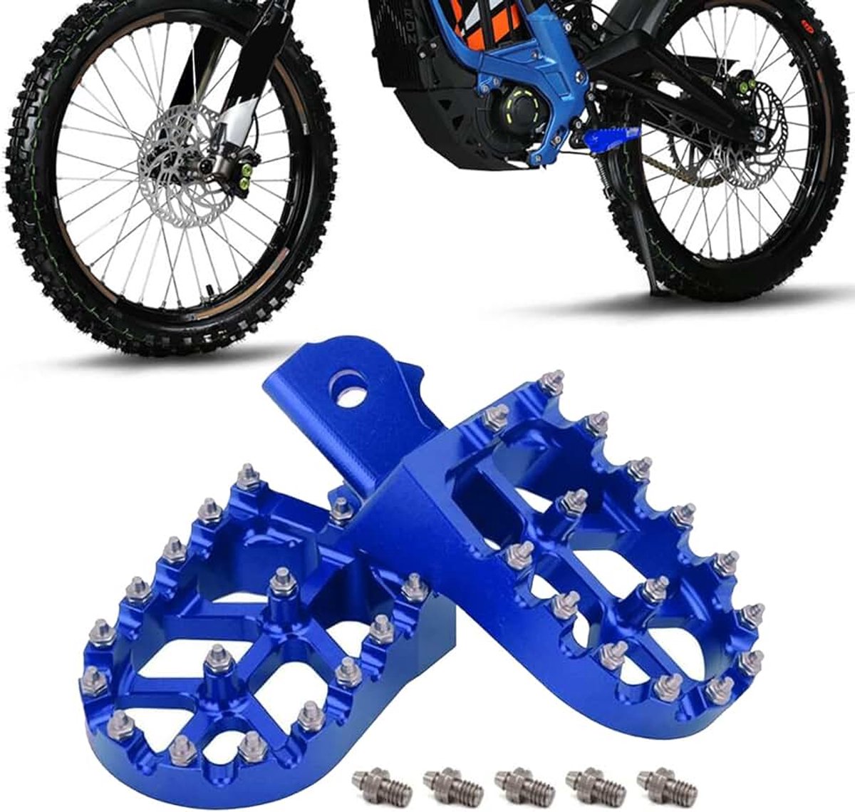 Voetsteunen vergroot voor Surron LBX Talaria voor E-Ride Pro Blauw | Geschikt voor Sur Ron LBX, voor Talaria Sting MX3/R, voor E-Ride Pro SS/S, vergrote uitvoering, voor elektrische dirtbike