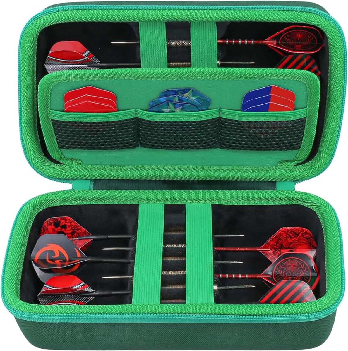 Co2CREA Harde EVA Shell Opslag Dart Case voor Steel Tip of Soft Tip Darts, Draagtas met Talrijke Mesh Zakken Houder voor Dart Tips, Shafts, Vluchten en Meer Dart Accessoires, Case Alleen