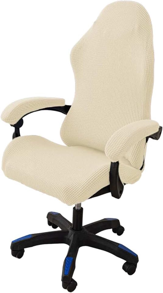 Wasbaar, wasbaar, antislip, met ritssluiting, geschikt voor gamingstoel, computerstoel, draaistoel, 4 stuks, beige wit