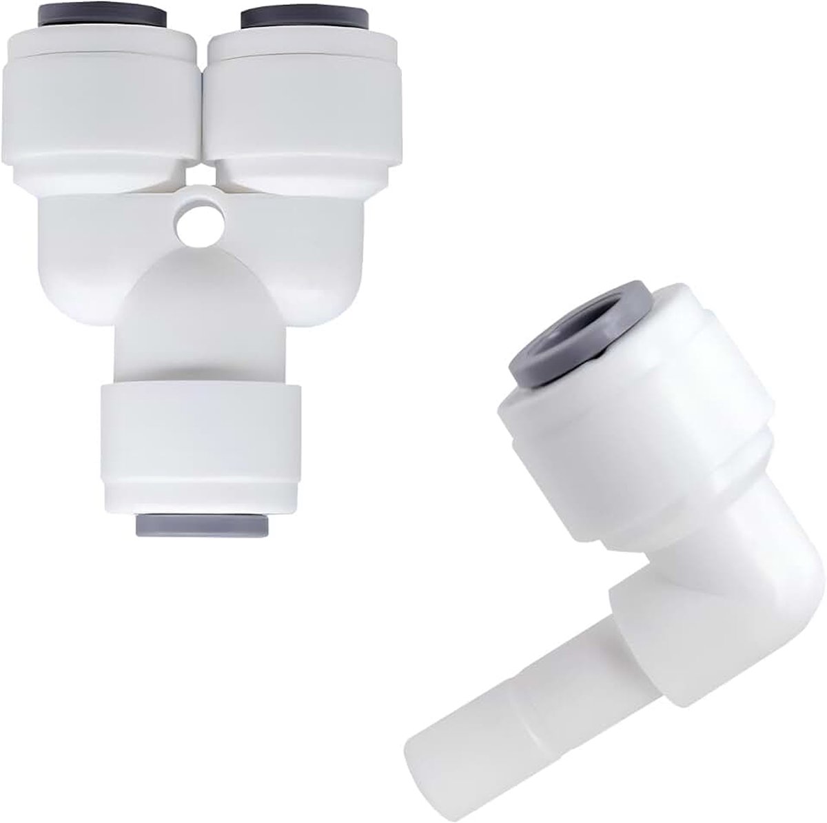 2 Stuks RO Waterfilterfitting, 1/4" Elleboog Slangaansluiting en 1/4" Y-type Aansluiting, Aansluitadapter voor Osmose