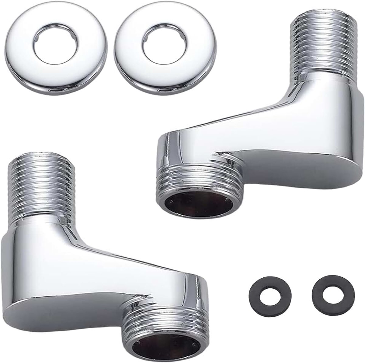 2 stuks S-aansluitadapters, 1/2 naar 3/4 standaard kraanadapter, verstelbaar bereik van 75 tot 225 mm, douchehoekadapter voor Clawfoot wandarmaturen, badkuipen, badkameraccessoires thuis