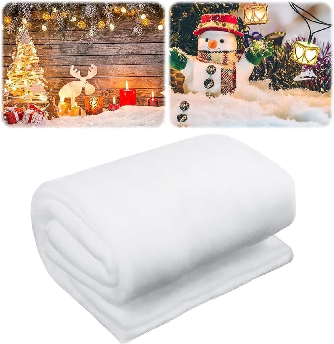Rol, sneeuwdeken, decoratie, 150 x 40 cm, nepsneeuwdeken, witte kunstsneeuwmat, wattendecoratie, Kerstmis, voor onder de kerstboom, dorpdisplays