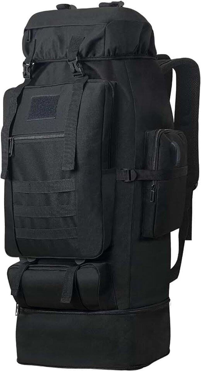 100 l, tactische rugzak, militaire rugzak, rugzak voor mannen, lichte reisrugzak, waterafstotende campingrugzak, survivaltas, grote rugzak, wandeltas (zwart)