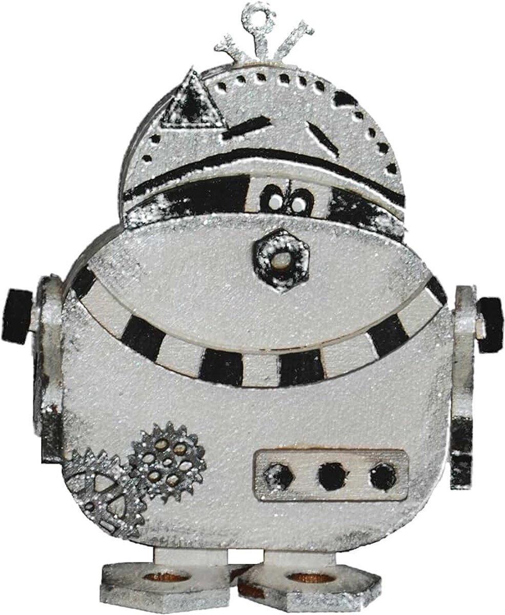 Houten knutselset robot P/B zwo, ca. 80 mm met bijpassende glazen brillen, houtkleur, 15 x 15 x 5 cm