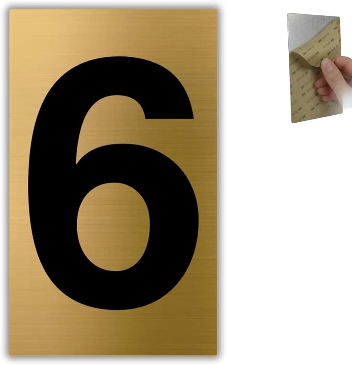 Huisnummer Nr. 6-4x6,5 cm - Aluminium - Gouden Brievenbus Deur | Huisnummer Sticker Gouden Cijfer, Nummerbord Adres, Plaatje Portaalnummer, Nummering Hotelkamer, Cijferbord Buitenmuur