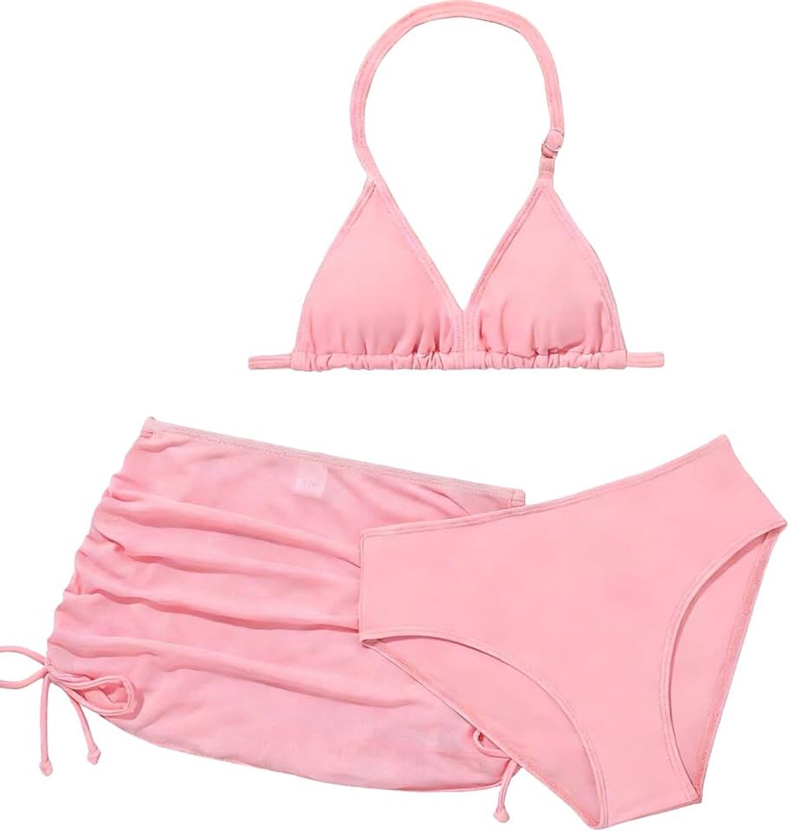 Meisjes Driedelige Set Met Strikschoort, Ademend En Comfortabel, Tienermeisjes, Kinderen, Geschikt Voor Meisjes Van 8-14 Jaar, Roze, Maat 10-11 Jaar