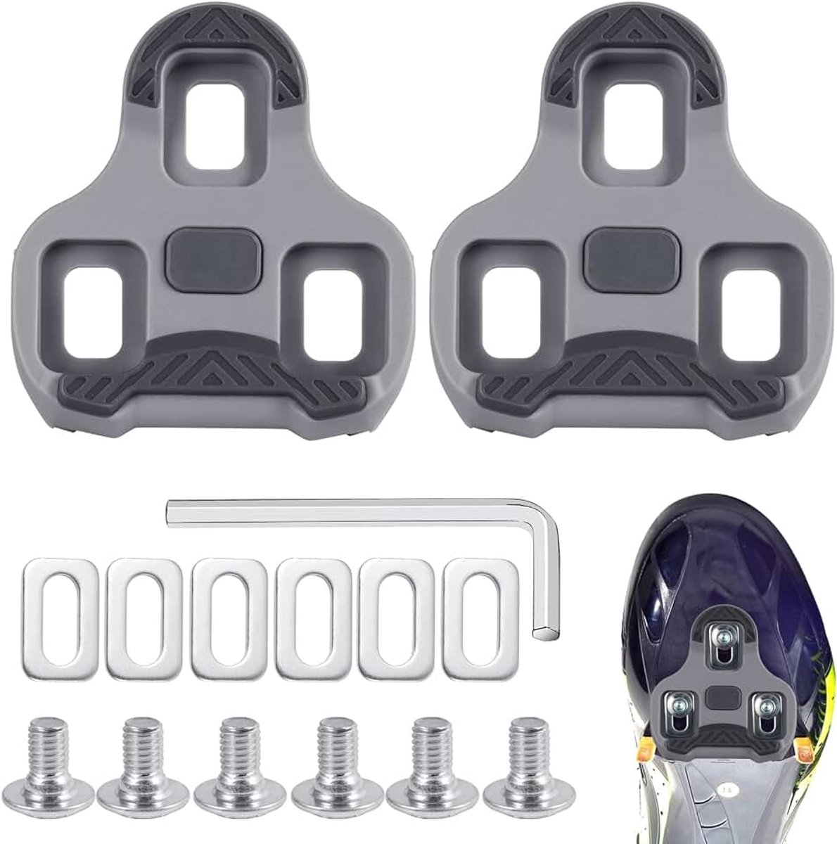 Pedalen, racefiets pedaalplaten, 4,5° float, grijs – fietsaccessoires