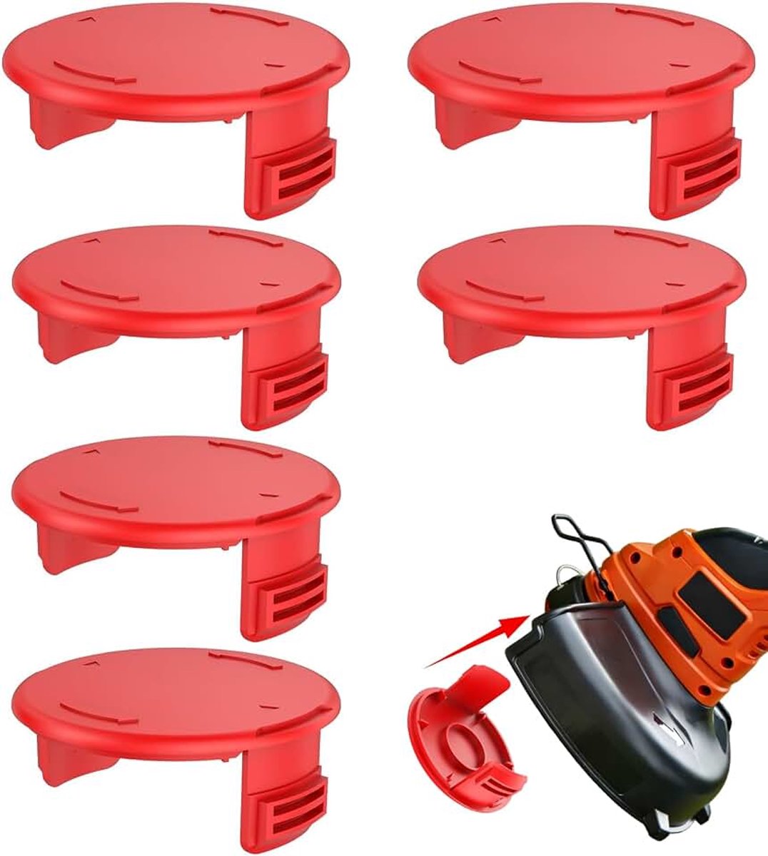 6 stuks grastrimmer spoelafdekking, trimmerafdekking reserveonderdelen TLE-03-1, spoelkap afdekking compatibel met Einhell grastrimmer GE-CT 18/28 Li en GE-CT 18/28 Li TC