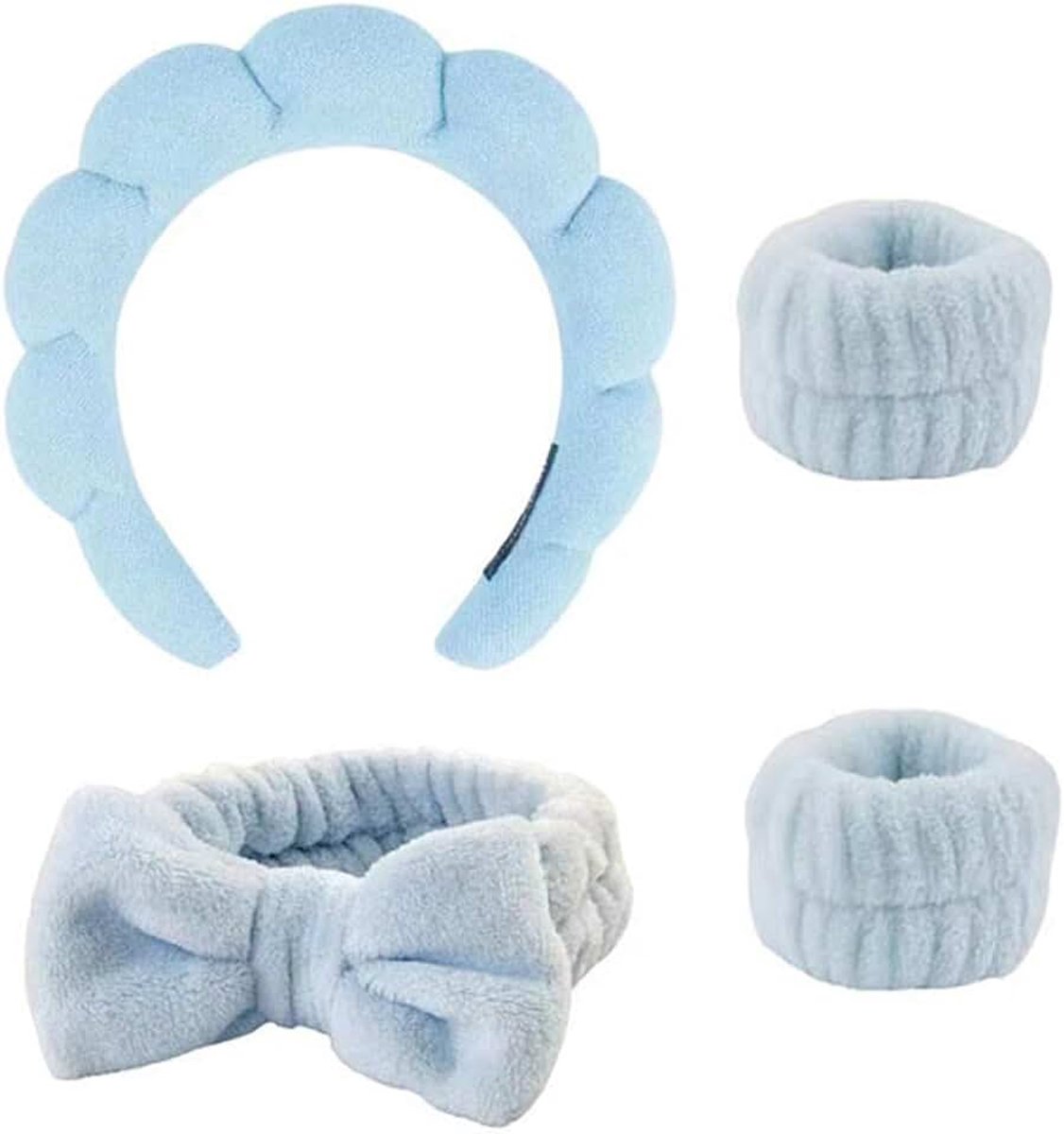 Huidverzorgingsset, 4-in-1 met C-band, strik en armbanden, gemaakt van super absorberende en fluweelachtige stof, ideaal voor een comfortabele spa-ervaring thuis