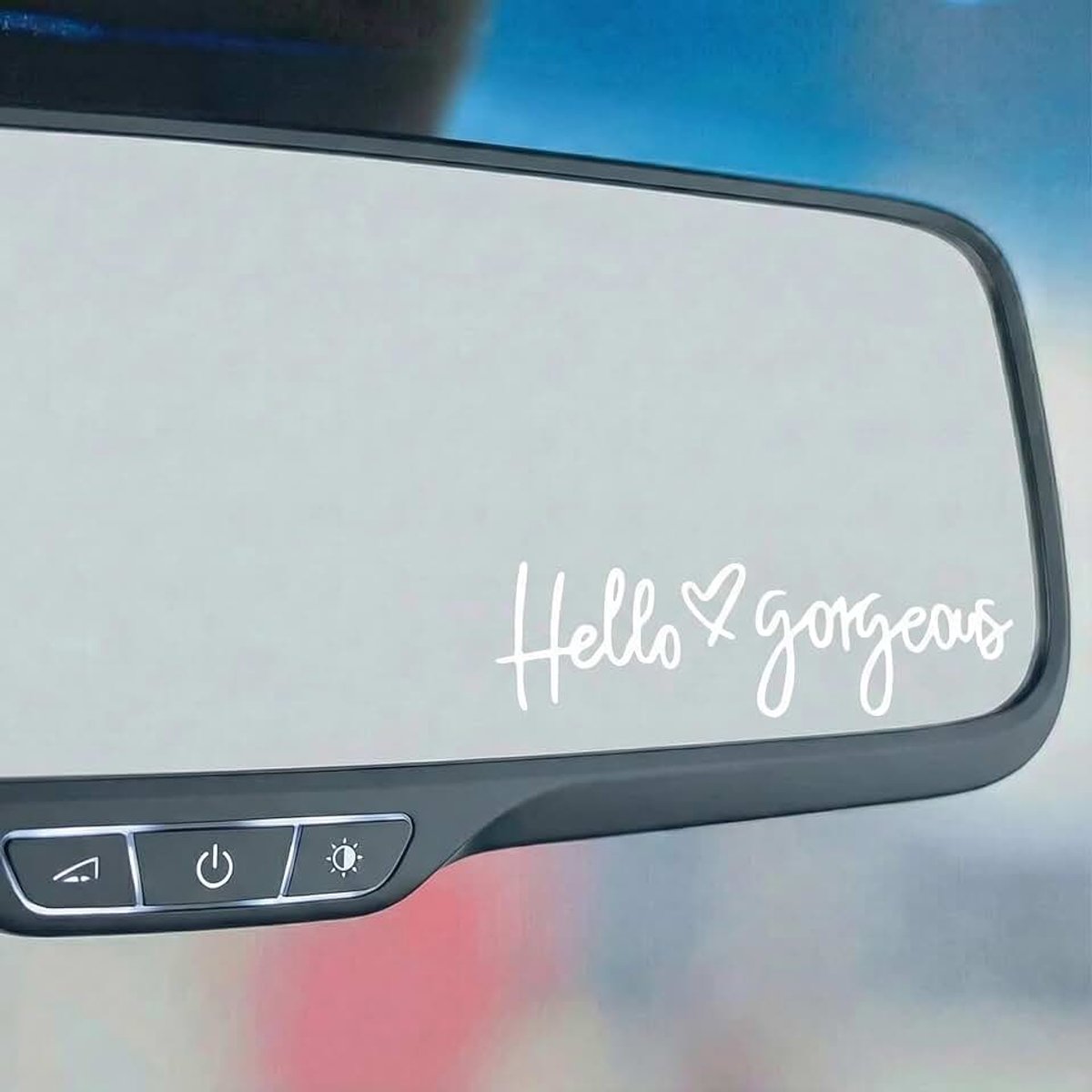 3 Stuks Hello Gorgeous Autocollant Achteruitkijkspiegel, Vinyl Stickers, Autovenster Accessoire voor Spiegels en Ramen (Wit)