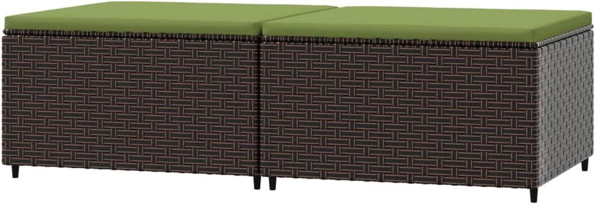 Tuin voetenbank - Poef kruk - Buiten ontspannen - Modulair ontwerp - 2 stuks 55x55x31cm - Bruin groen