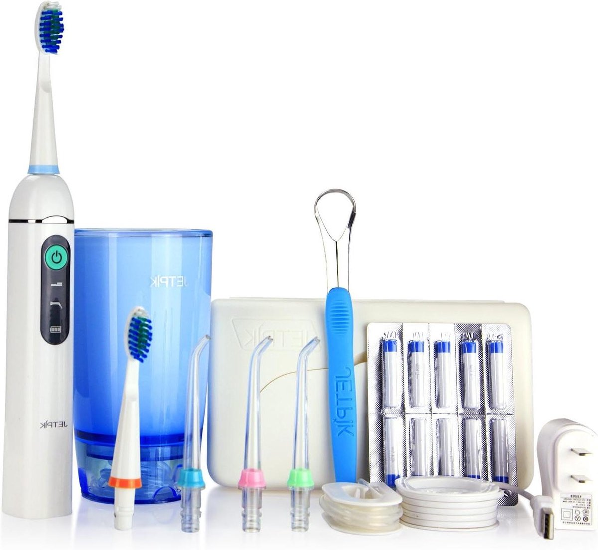 Elektrische Tandzijde - Monddouche Tandenborstel - Mondhygiëne Verbeteren - 3-in-1 Systeem - Met Reisset - Zwart