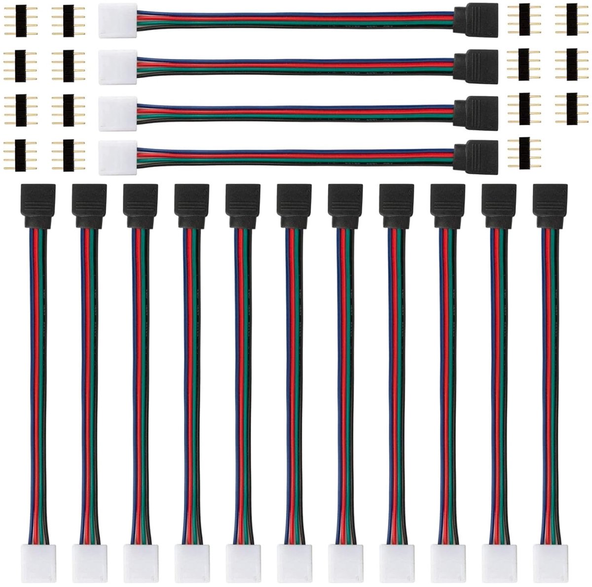 15 stuks RGB 5050 LED snelkoppeling 4-polige verbindingskabel, aansluitkabel LED strip connector adapter hoekconnector