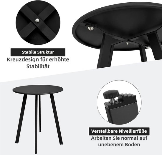 Outdoor bijzettafel, weerbestendige patio, kleine waterdichte eindtafel, voor binnen en buiten, rond, metaal, staal, zwart van outdoor — afbeelding 5