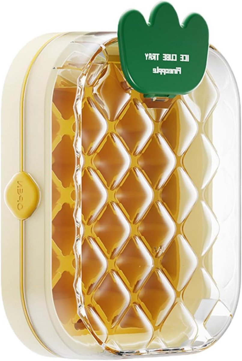 IJsblokjesmaker Beker - IJsklontjesvorm - Dranken Koelen - Lekvrij Ontwerp - 20 x 15 x 7.5 cm - Ananas Geel