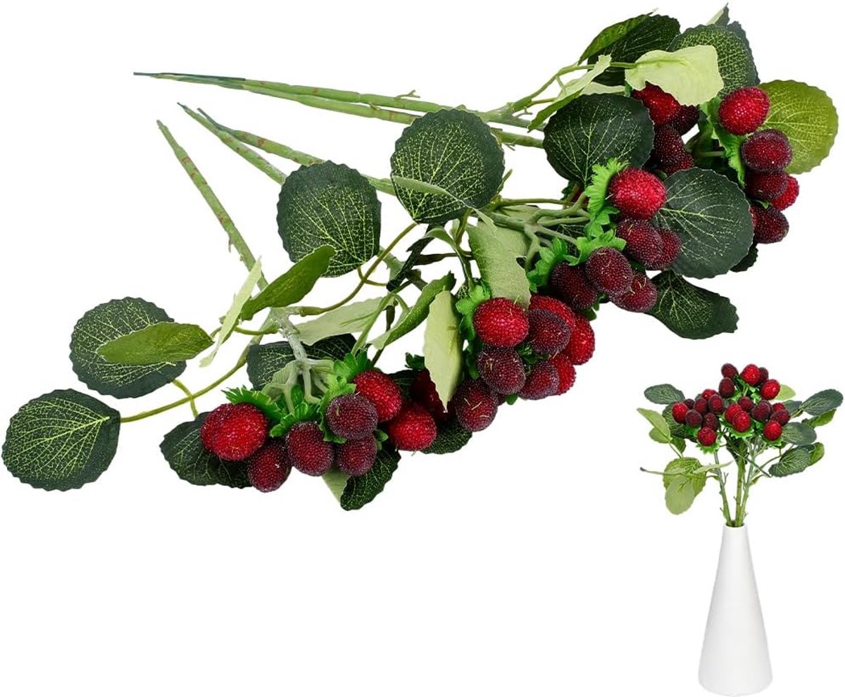PandaHall 5 stuks kunstmatige rode bessen stengels kunstmatige bessen simulatie fruit rekwisieten faux fruit decor realistisch, plastic fruit decor kunstfruit voor decoratie thuis keuken, 34 cm