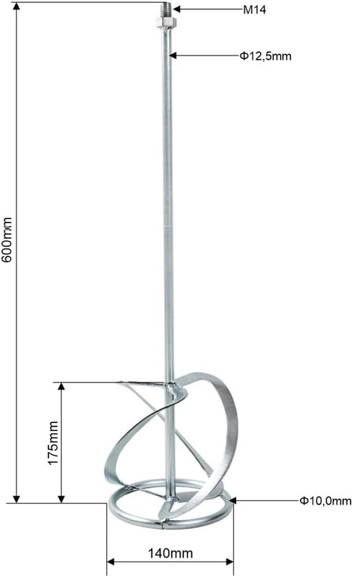 Mortelroer - Mixer Staaf - Mengen van Materialen - Robuust Ontwerp - 140 mm - Zilver — afbeelding 2
