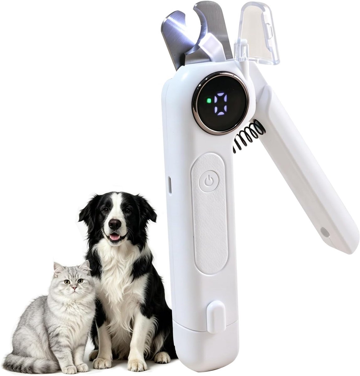 2-in-1 Nagelknipper voor Honden en Katten met LED-verlichting en Slijper, 3 Slijpstanden, Stil, Opvangbakje, Oplaadbaar via USB-C