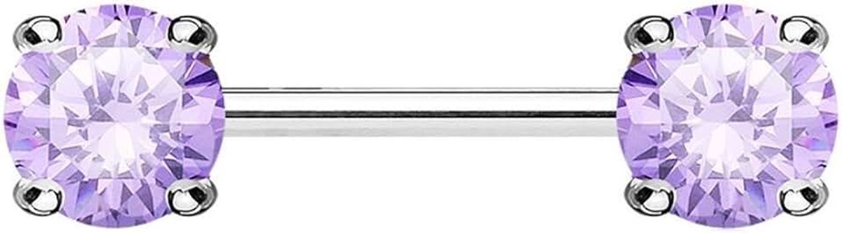 2 grote ronde zirkonia tepelpiercing tepelpiercing roestvrij staal vele kleuren staaf 1,6 mm 12 mm, Roestvrij staal roestvrij staal 316 liter, Zirkonia