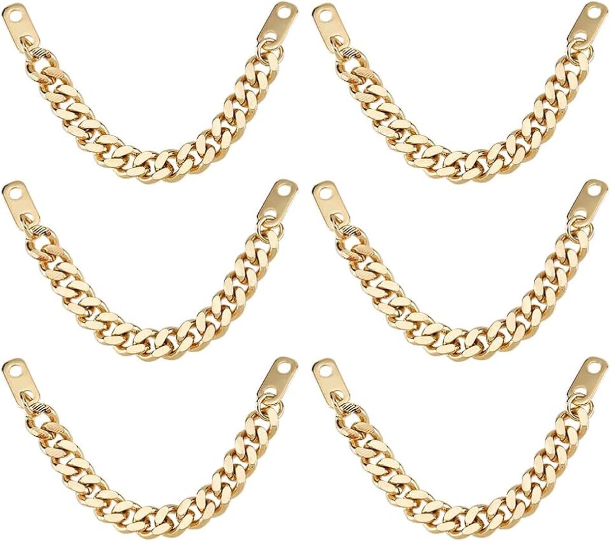 6 stuks messing mantelkettingen 9,5 cm lichtgoud jasbeugelketting opnaaiketting lus jassen ophangketting decoratieve mantel accessoires voor kleding garderobe upgrade