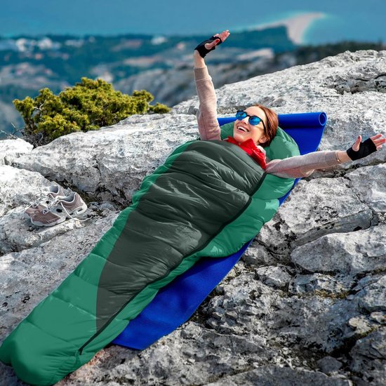 Slaapzak Volwassenen - Dons Slaapzak - Kamperen Wandelen - Waterdicht Winddicht - 210x80cm - Groen — afbeelding 5