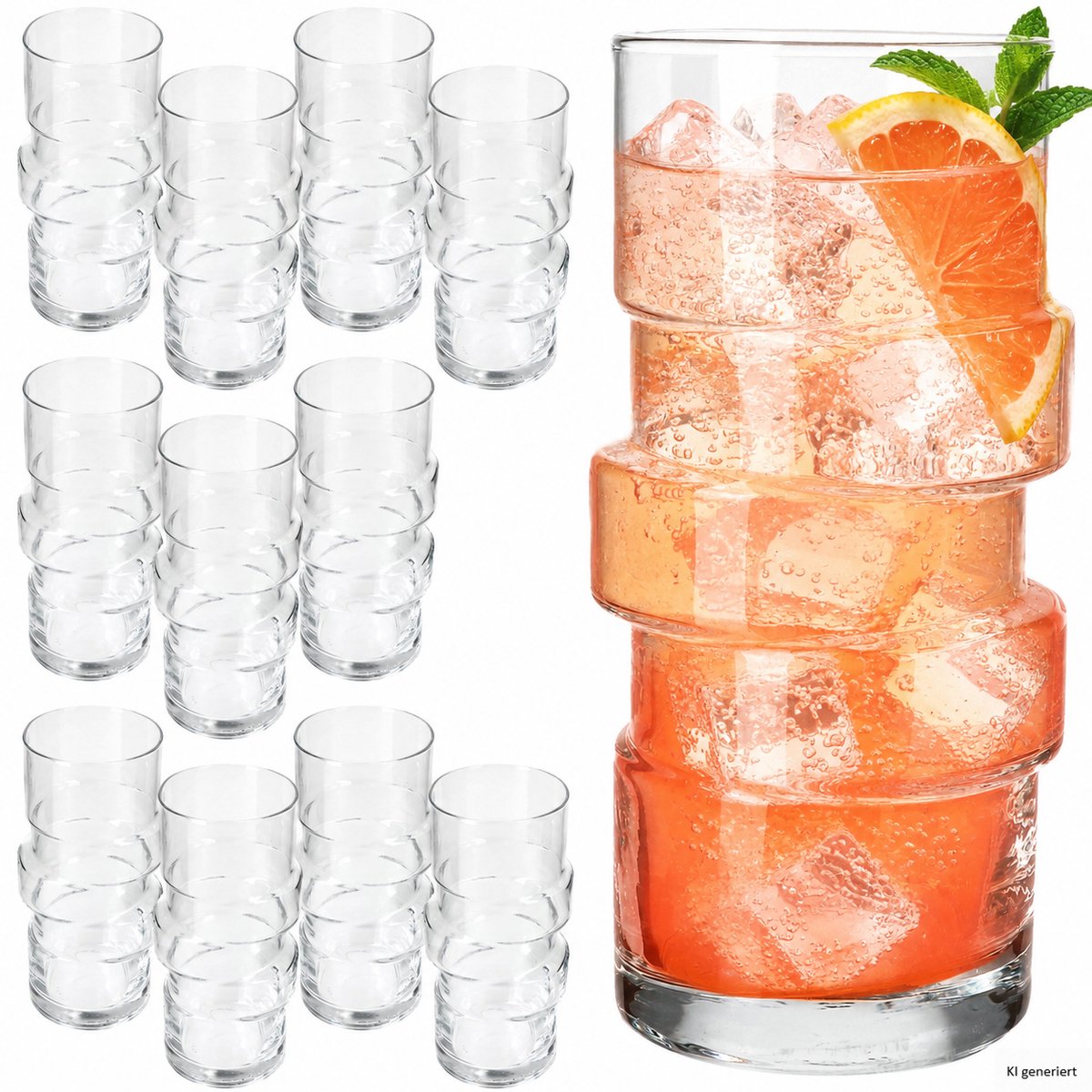 12-delige set STAPEL cocktailglazen 400ml met trede-optiek – 1005965