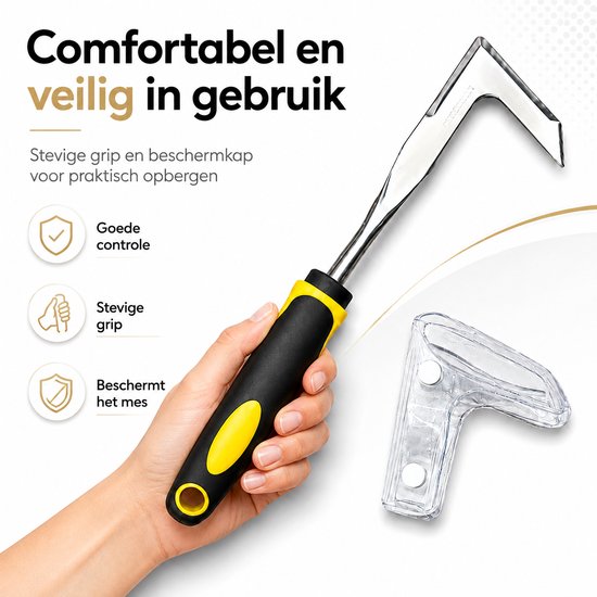 Voegenkrabber - RVS - Voegenreiniger - Onkruidmes 30 cm met Beschermhoes - Voegen schoonmaken - Tuingereedschap — afbeelding 4