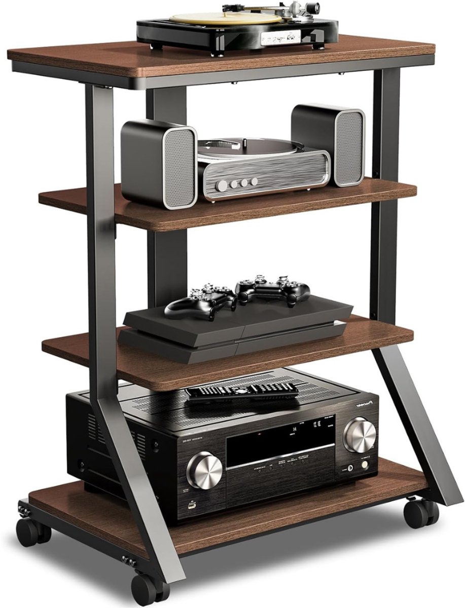 ApexArte® Platenspeler Meubel - Platenspeler Kast op Wielen - LP Houder