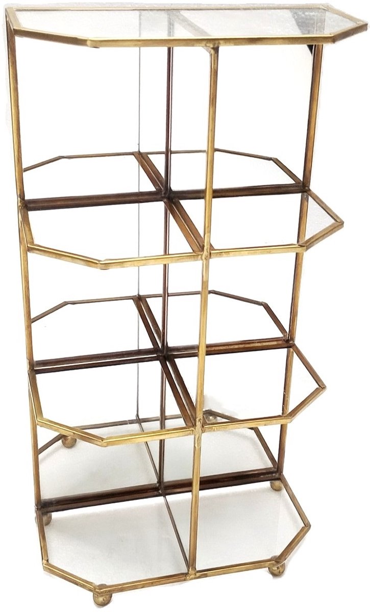 Open vitrinekast met spiegel goudkl. 16x8x29cm