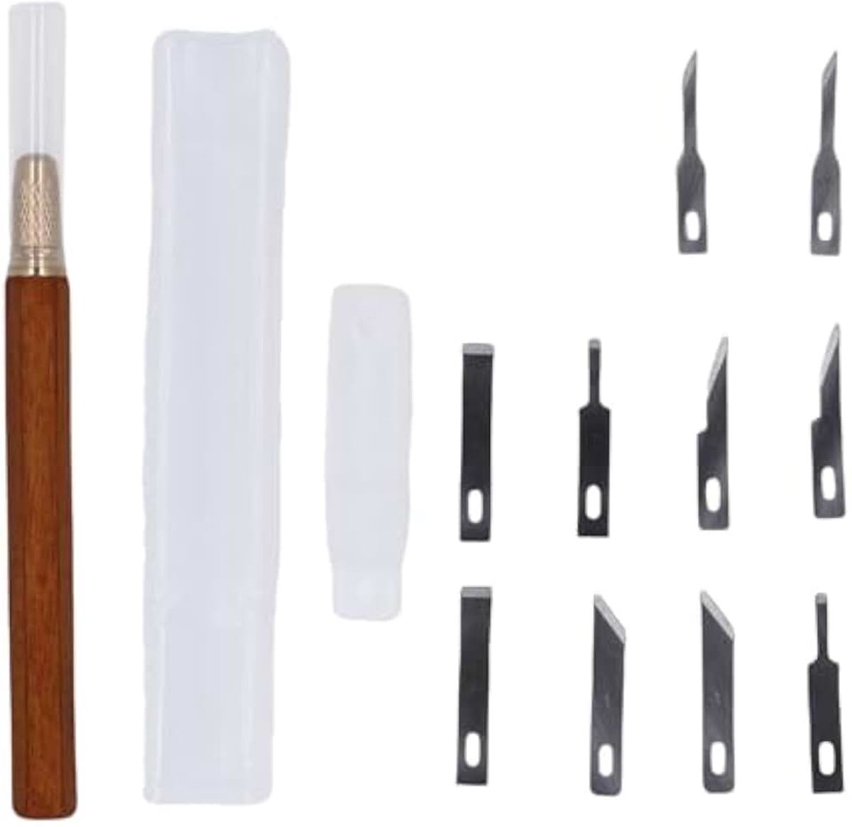 Hobby Snijder, SK5 Koolstofstaal Messen, Koperen Palissandergreep, Hout en Leer Snijden, 10-stuks Set