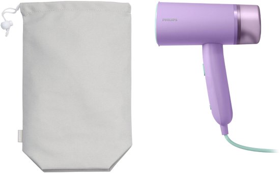 Philips Kledingstomer STH3010/30 - Opvouwbaar en Compacte Handstomer - Snel Warm – Lang Snoer - 1000 Watt - Incl Reistas - Paars