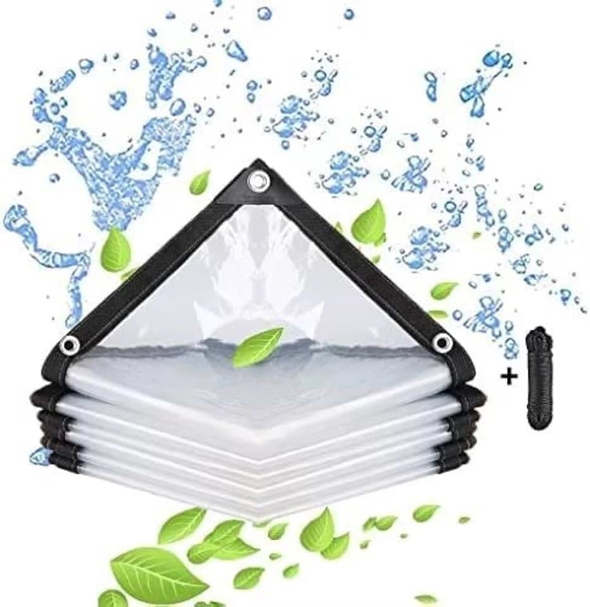 waterdicht, transparant, met oogjes, afdekzeil, tuinmeubelen, voor gebruik buitenshuis te gebruiken, regendicht, plantenisolatie, meubels stofdicht, met bindtouw 3 x 6 m