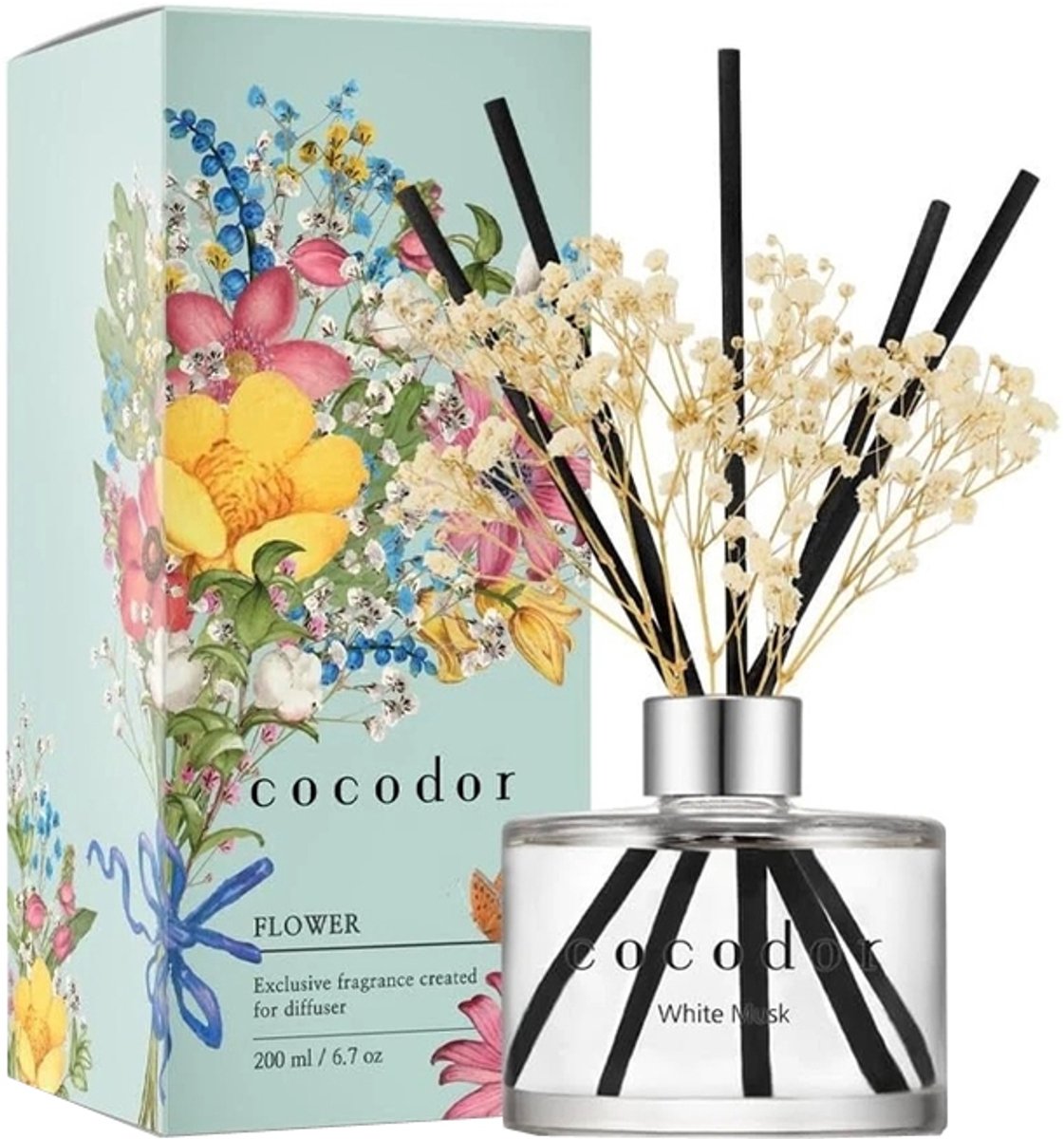 Cocodor Geurstokjes met witte droogbloemen White Musk - 200 ml
