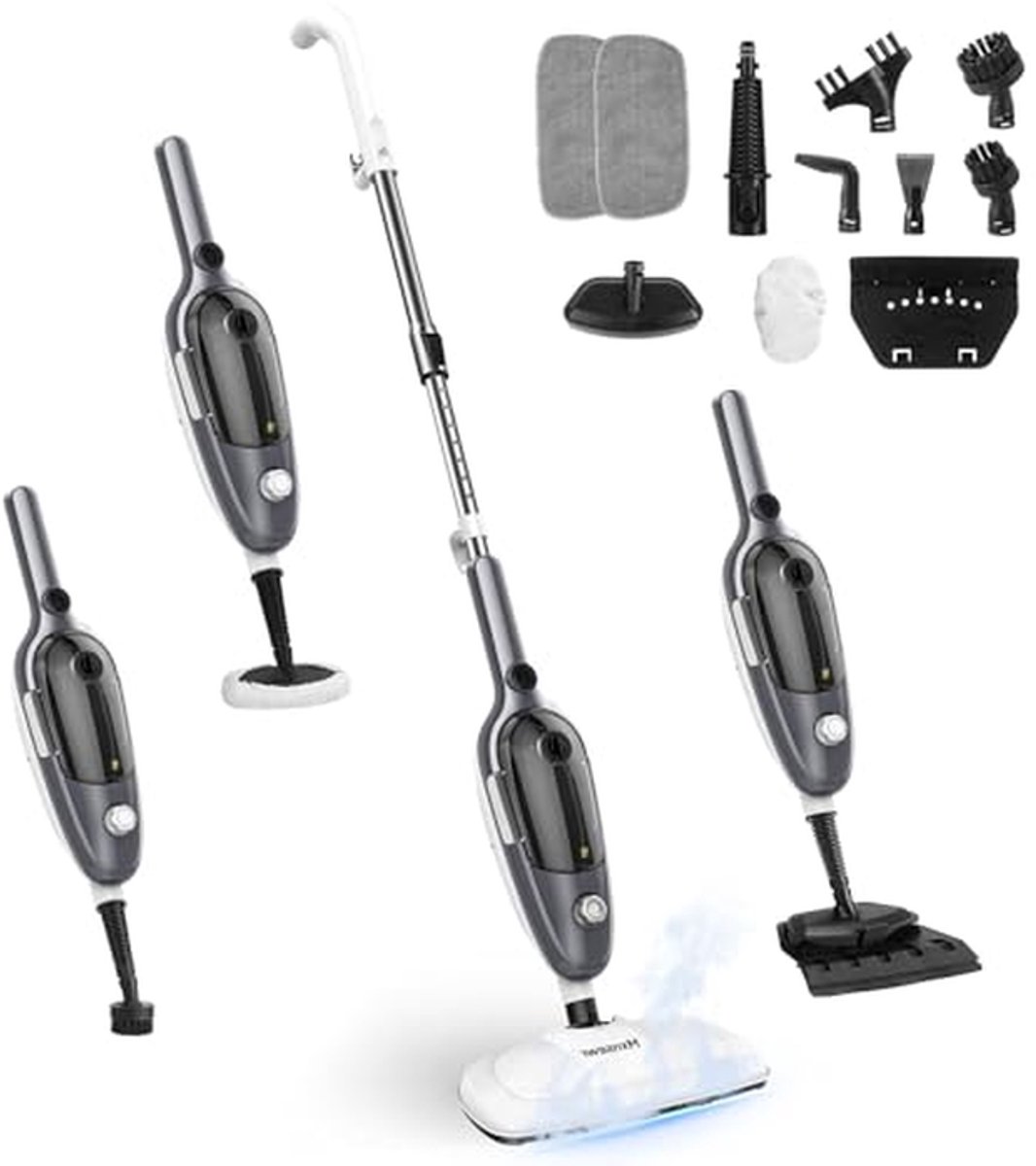 Stoomreiniger Vloeren - Stoommop Apparaat - Hygiënisch Huis - Snelle Opwarming - 450 ml Tank - Grijs