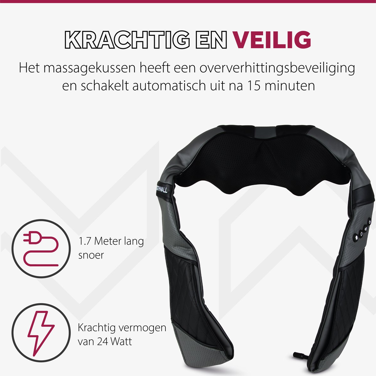 Northwall Shiatsu Massagekussen - Nekmassage apparaat - Infrarood Warmtefunctie - Nek en Schouders Massage Kussen met Draagtas — cadeau in Cadeau-ideeën - foto 5