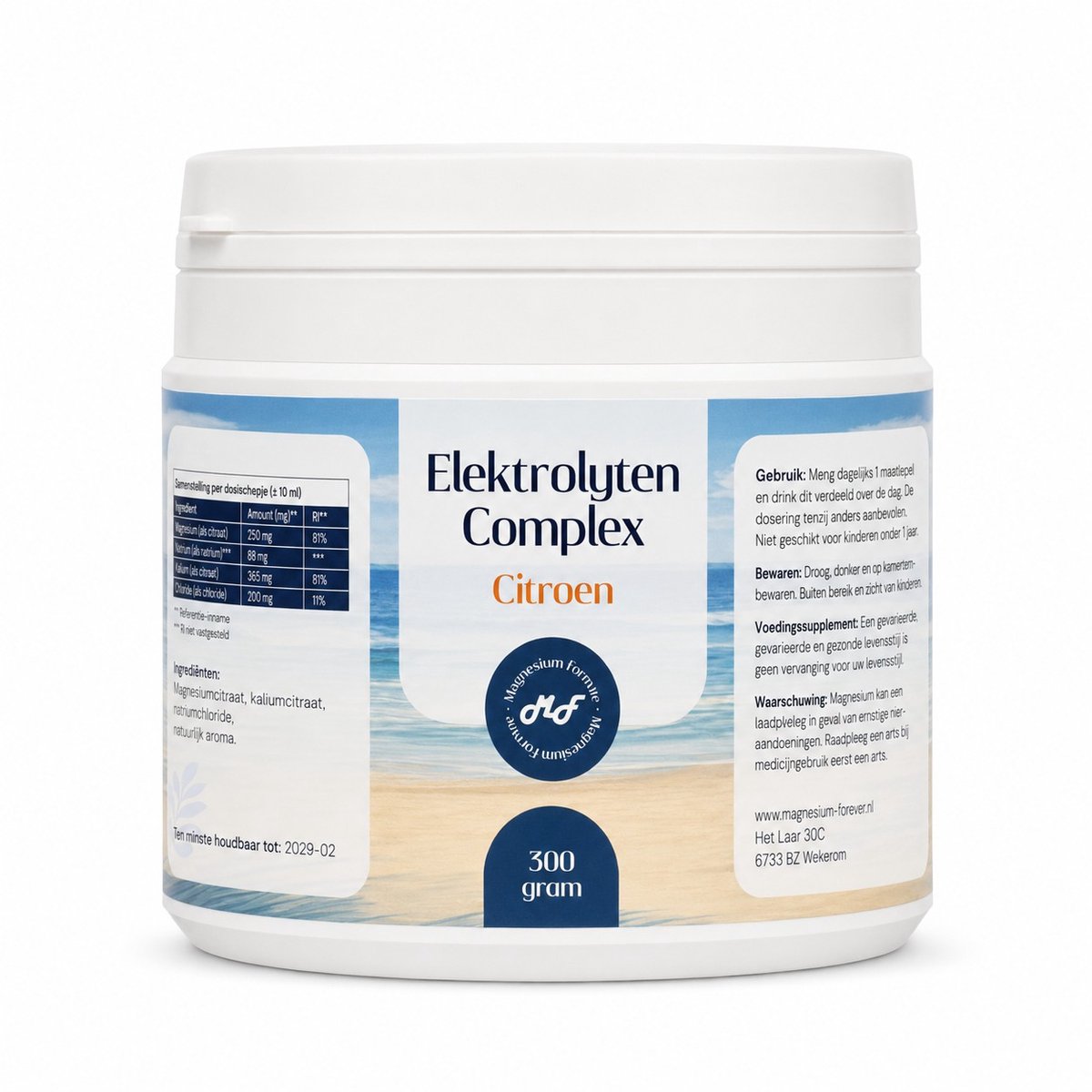 Magnesium-Forever Elektrolyten Poeder Citroen – Magnesium, Kalium & Natrium – 300 g