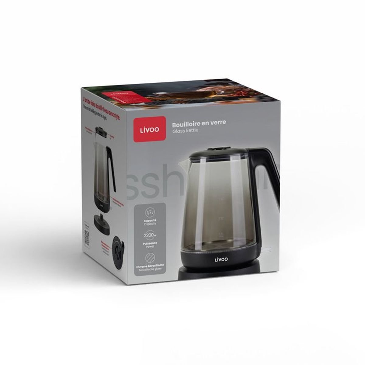 LIVOO – DOD216N – Snoerloze waterkoker – 1,7L – 2200W