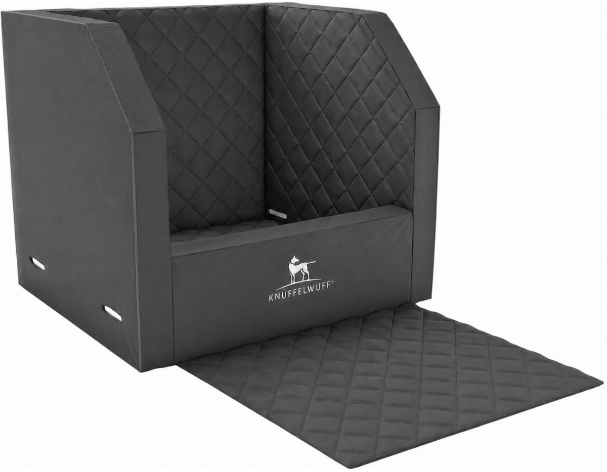 Knuffelwuff voor het transport van de hond in de auto de Veiligheidstransportbox voor hond en stoelbescherming voor de voorstoel Maat 3 - 55 x 45 x 35cm Grijs