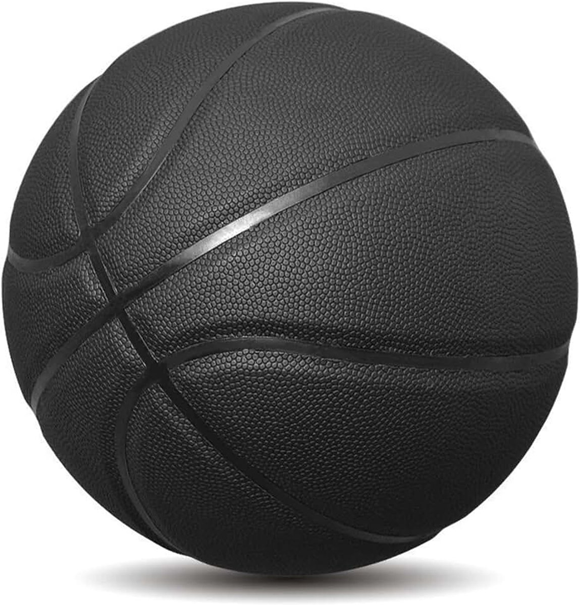Maat 5/6/7, effen basketbal, geen standaard antislip, slijtvast, geschikt voor indoor en outdoor kinderbasketbal voor vrouwen en volwassenen, zwart, nr. 7