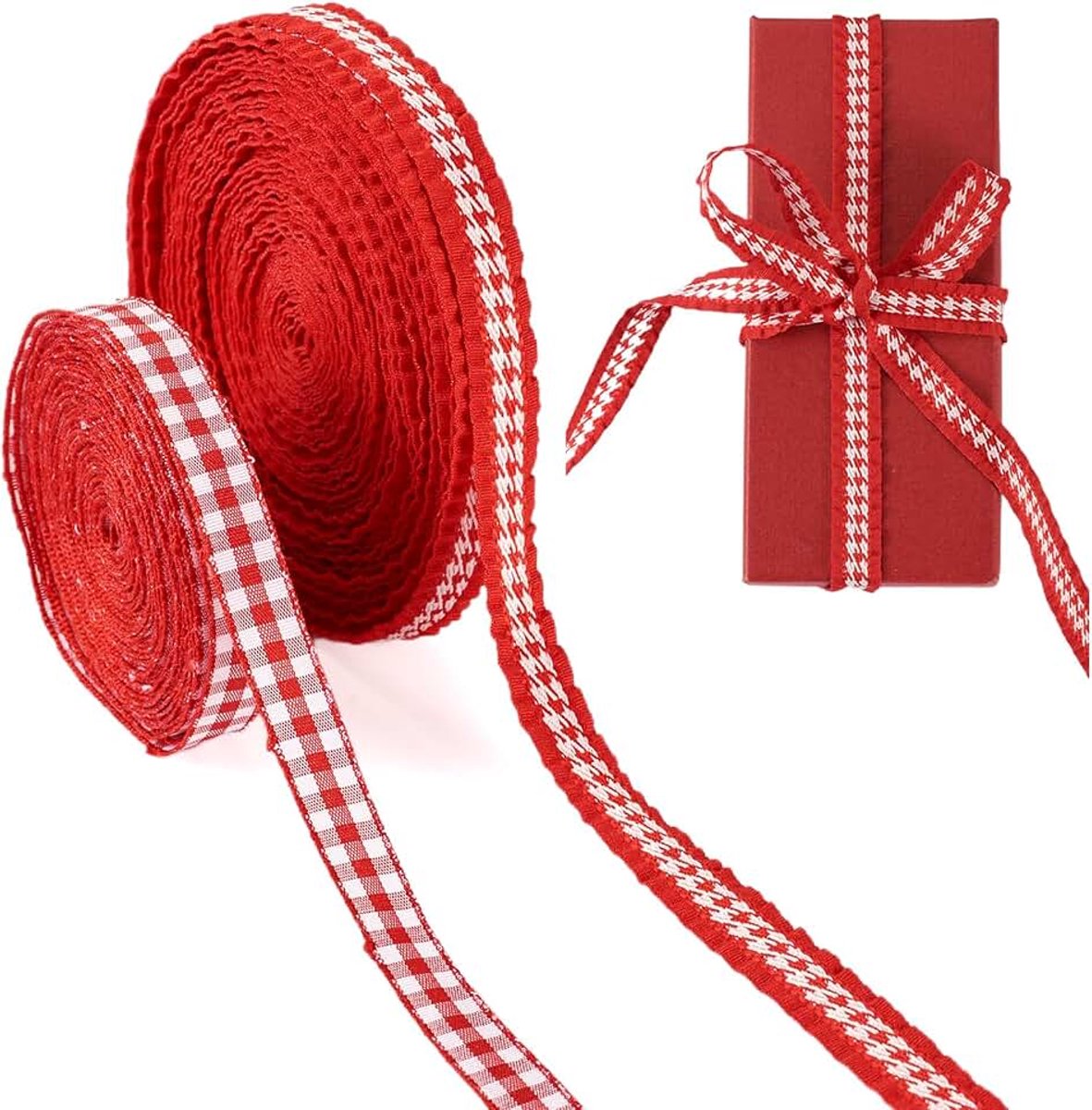 Linten Xmas Polyester Jacquard Lint 10 MM Brede Geruite Polyester Trims Plaid Linten Voor Kledingstuk Accessoires Aanwezig Verpakt Kerstfeest Decoratie
